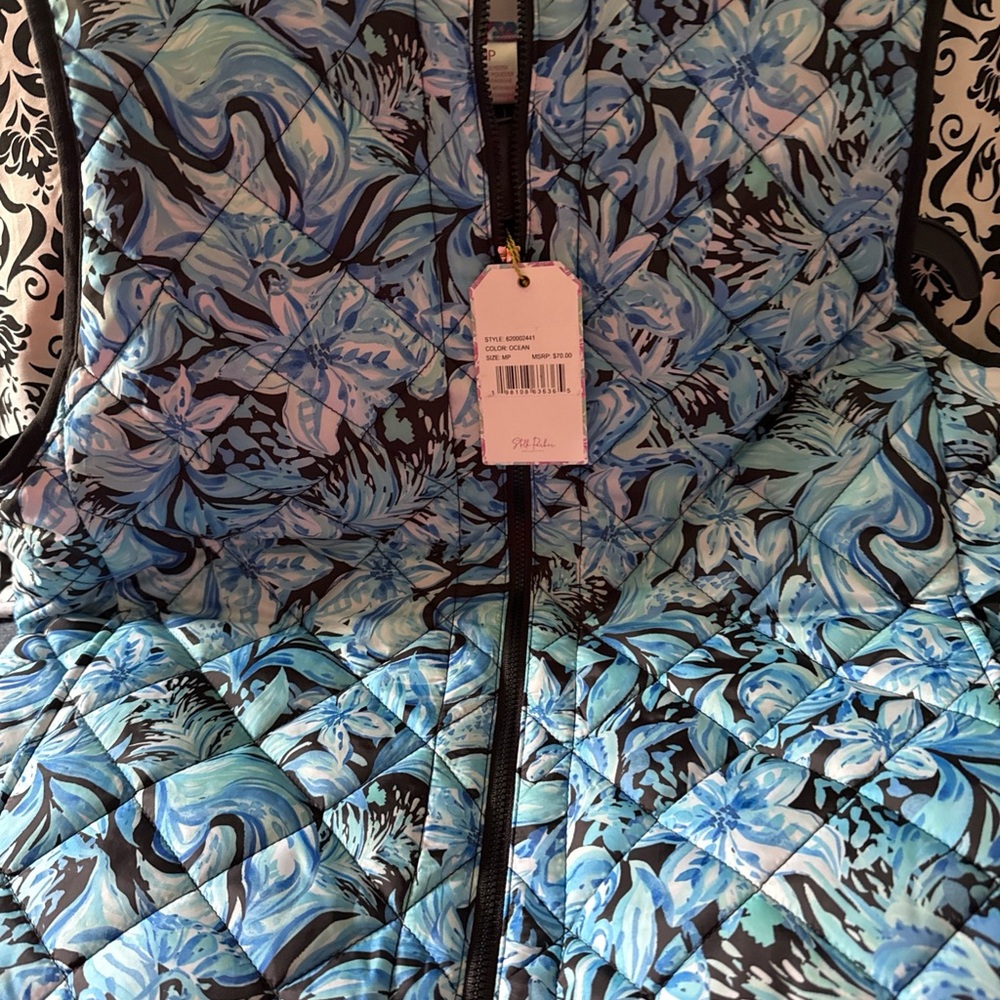 Floral Blue Quilted Women's Jacket by Stella Parker size MP